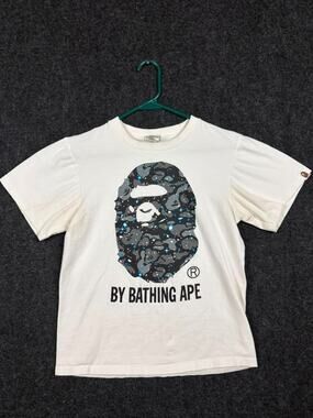 BAPE A Bathing Ape Camo Ape Head Graphic T Shirt White Men's Size S